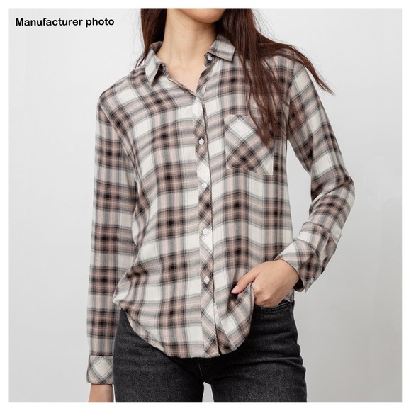 Rails Hunter Button-Front Shirt in Ivory Coal Blush - Picture 10 of 10